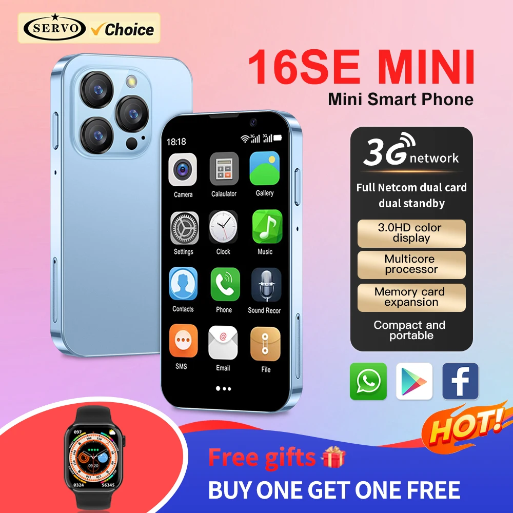 SERVO 16SE Mini Smartphone Android 9.0 WCDMA 3.0 inch Screen Play Store WIFI 2 SIM Cards Portable Backup Ultra Small Smart Phone