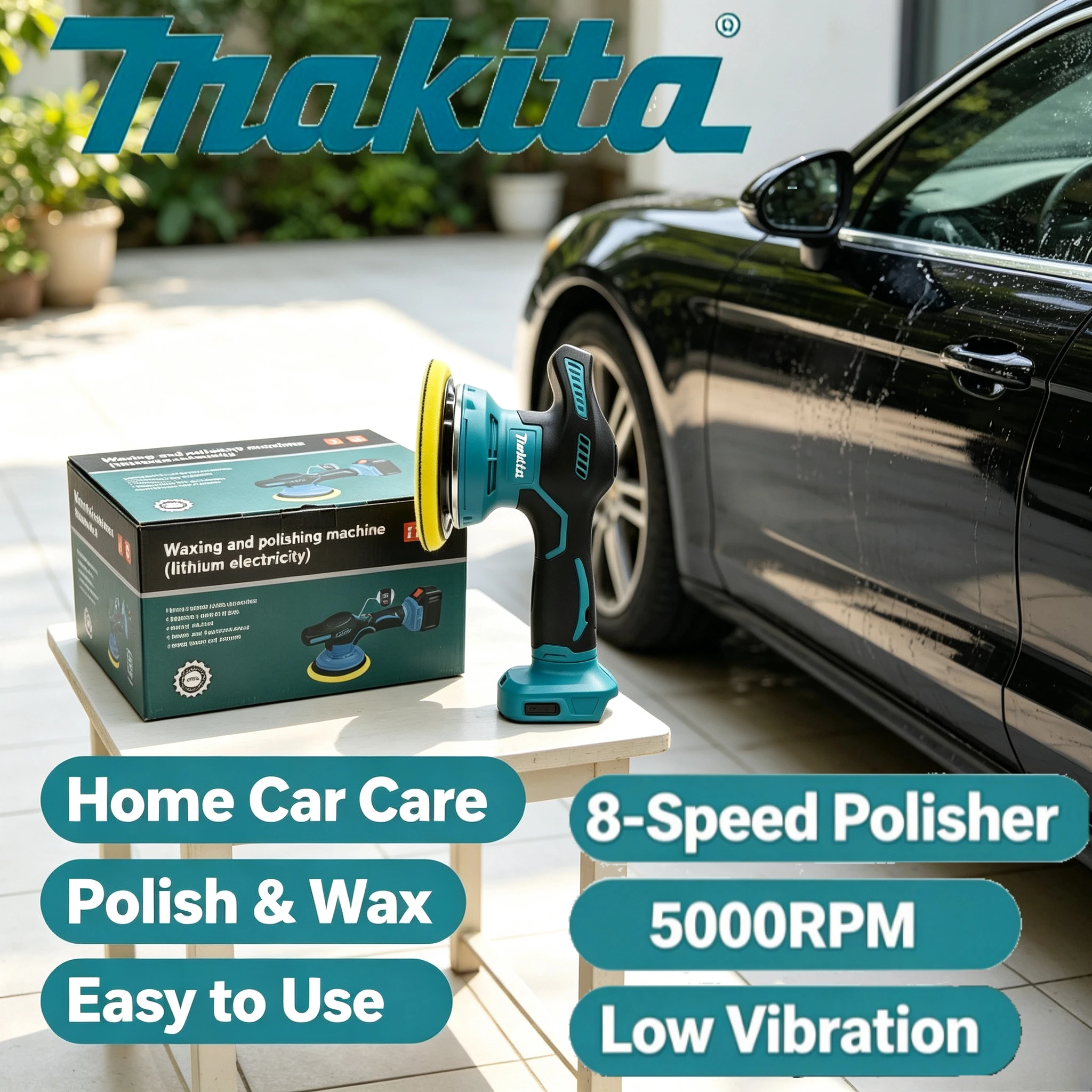 New Makita Cordless Polisher 8 Gears Digital Display Electric Polisher Auto Car Waxing Polishing Machine for 18V Lithium Battery