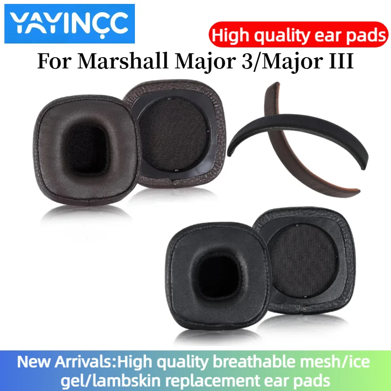 

YAYINCC Replacement Protein Leather Ear Pads Cushions for Marshall Major 3/Major III Headphones, Earpads Headband Repair Parts