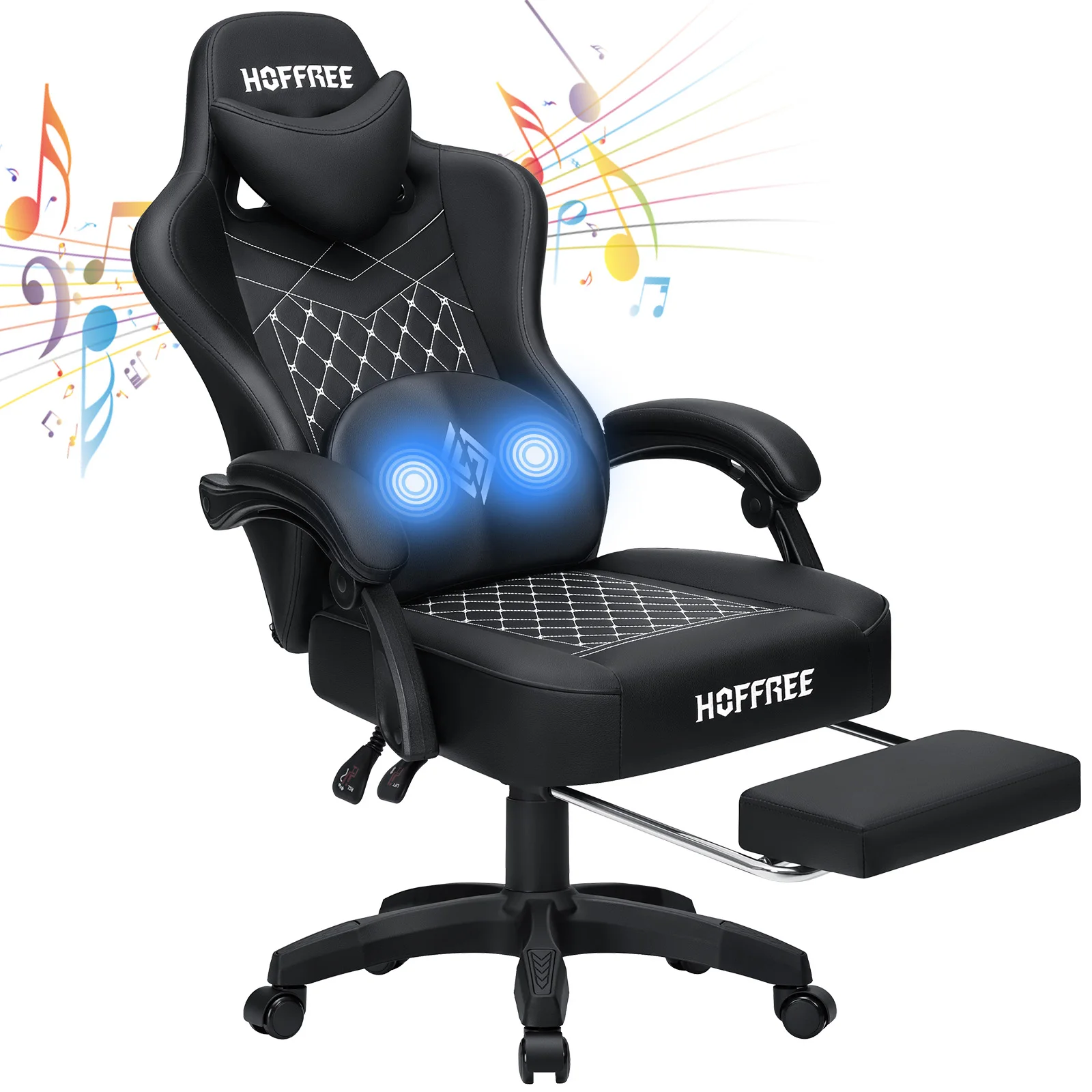 

Игровое кресло с подставкой для ног Эргономичное кресло Bluetooth-динамик Двуфункциональное массажное складное кресло Компьютерное офисное домашнее кресло