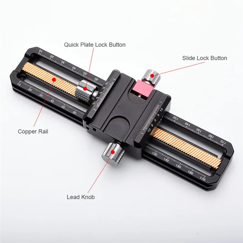 170mm Macro Focusing Rail Slider with Arca-Swiss Fit Clamp Quick Release Plate for Close-Up and Reptiles Photography