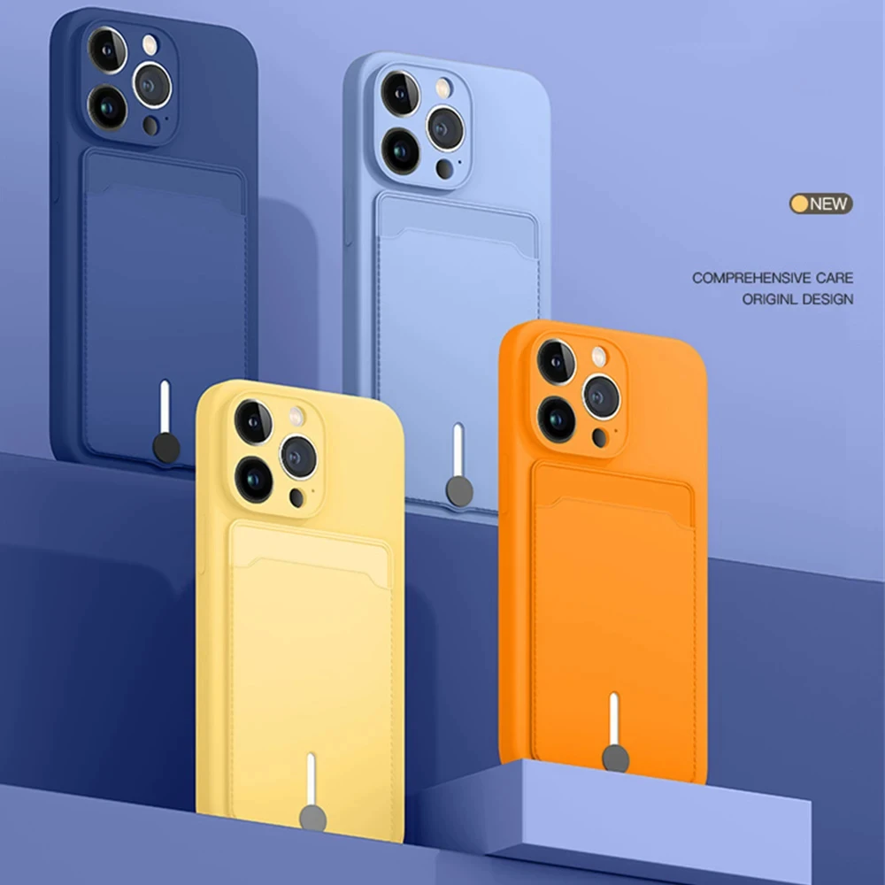 Push Card Slot Wallet Matte Silicone Phone Case For iPhone 16 14 15 Plus 13 12 11Pro Max MiNi X XR XS 7 8 Shockproof Soft Cover