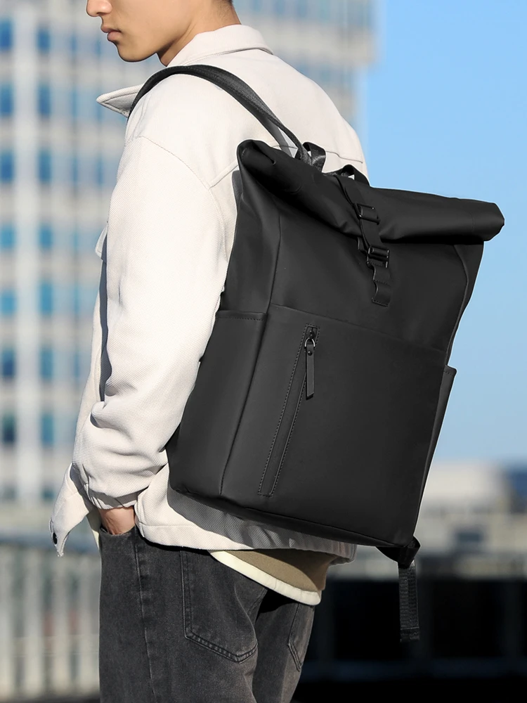 Faionable Vertical Zipper Commuter Bapa Nylon Waterproof Travel Laptop Bag Youth Men's Soft oulder Bag with kets