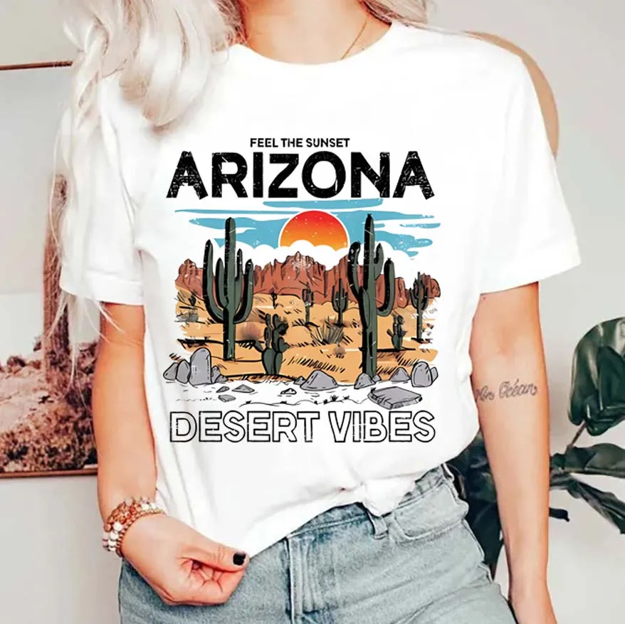 Arizona Scenery Printed Womens T-Shirt Harajuku Personality Tshirt Fashion Casual Clothing Breathable Summer T Shirts Women