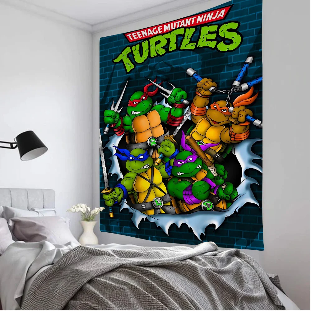 Teenage Mutant Ninja Turtles Anime Tapestry Hippie Flower Wall Carpets Dorm Decor Wall Hanging Home Decor