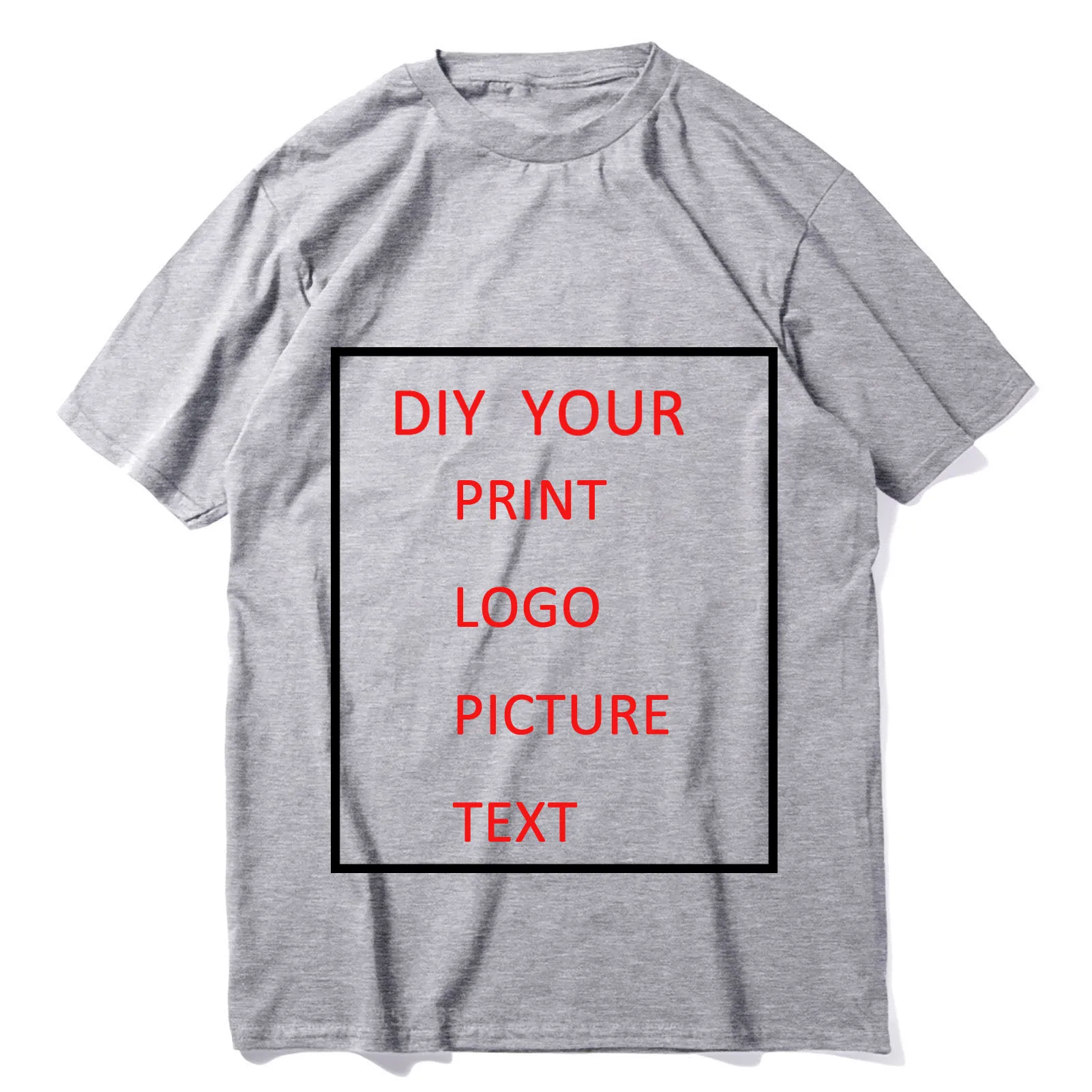 DIY Your Own Logo Men Women T-Shirt Vintage Pure Cotton Tees Round Collar Tee Shirt Custom Your Design Adult Tops