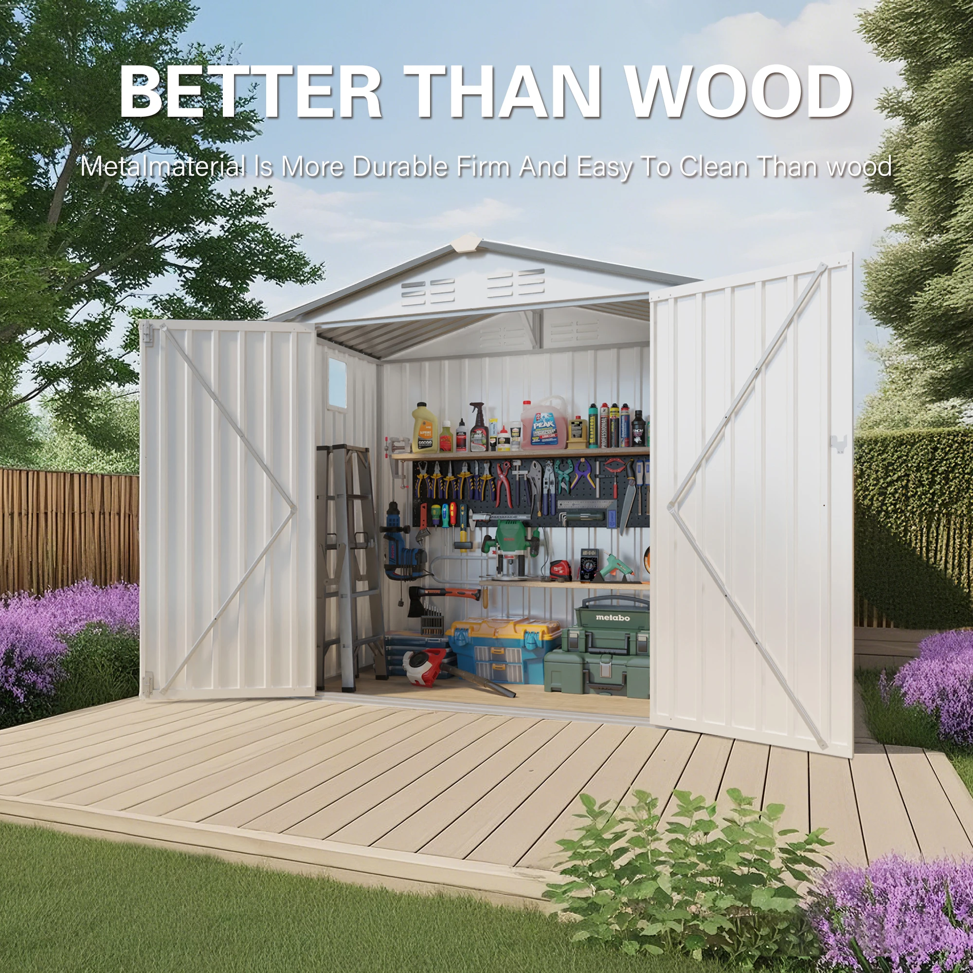 6*3.5FT Warehouse Metal Outdoor Storage Shed with Pitched Roof Waterproof with Side Window