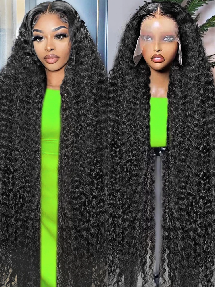 

40 46Inch Deep Wave Wigs Human Hair 300% High Density 13x6 HD Transparent Lace Frontal Wig Deep Curly Wigs 100% Real Human Hair