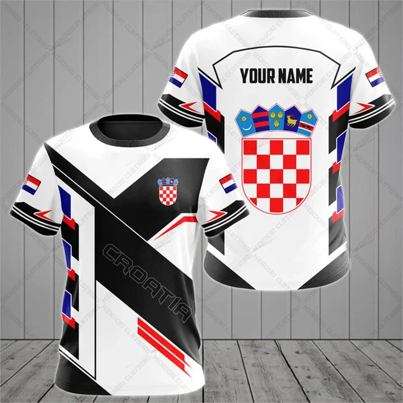 Croatia National Emblem Printing Cool Flag Fashion New Casual Men's And Women's Round Neck Short Sleeve Oversized Sports T-shirt