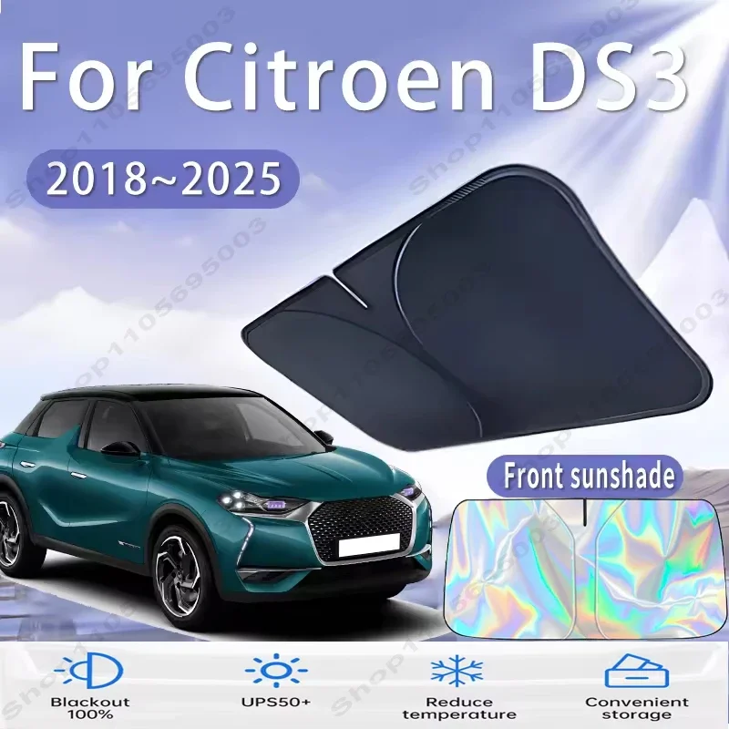For Citroen DS3 Crossback 2018~2025 Car Sun Viso Front Window Windshield Sunshade Heat Insulation Summer Sun UV Protection