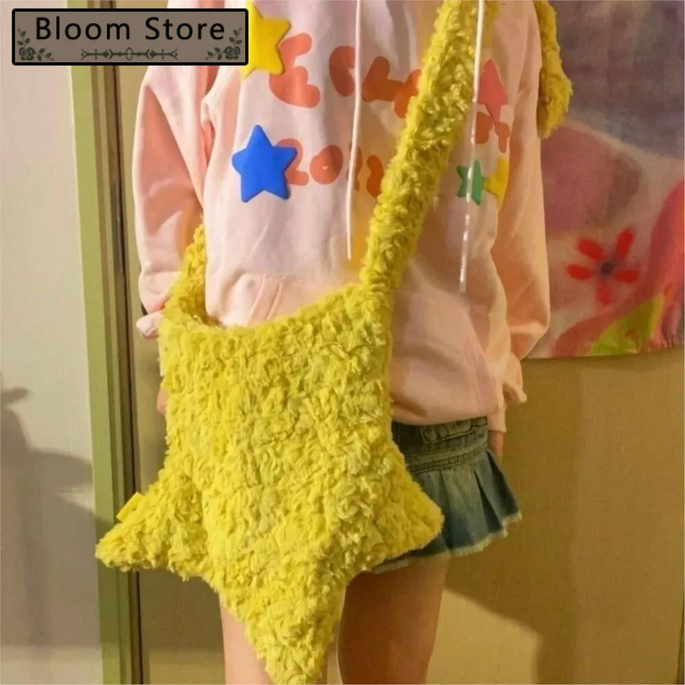 

Bloom Haruku Star Women High Street Plush Soft Casual Crossbody Bags Handbag Ladies Fashion Summer Yellow Y2k Purse