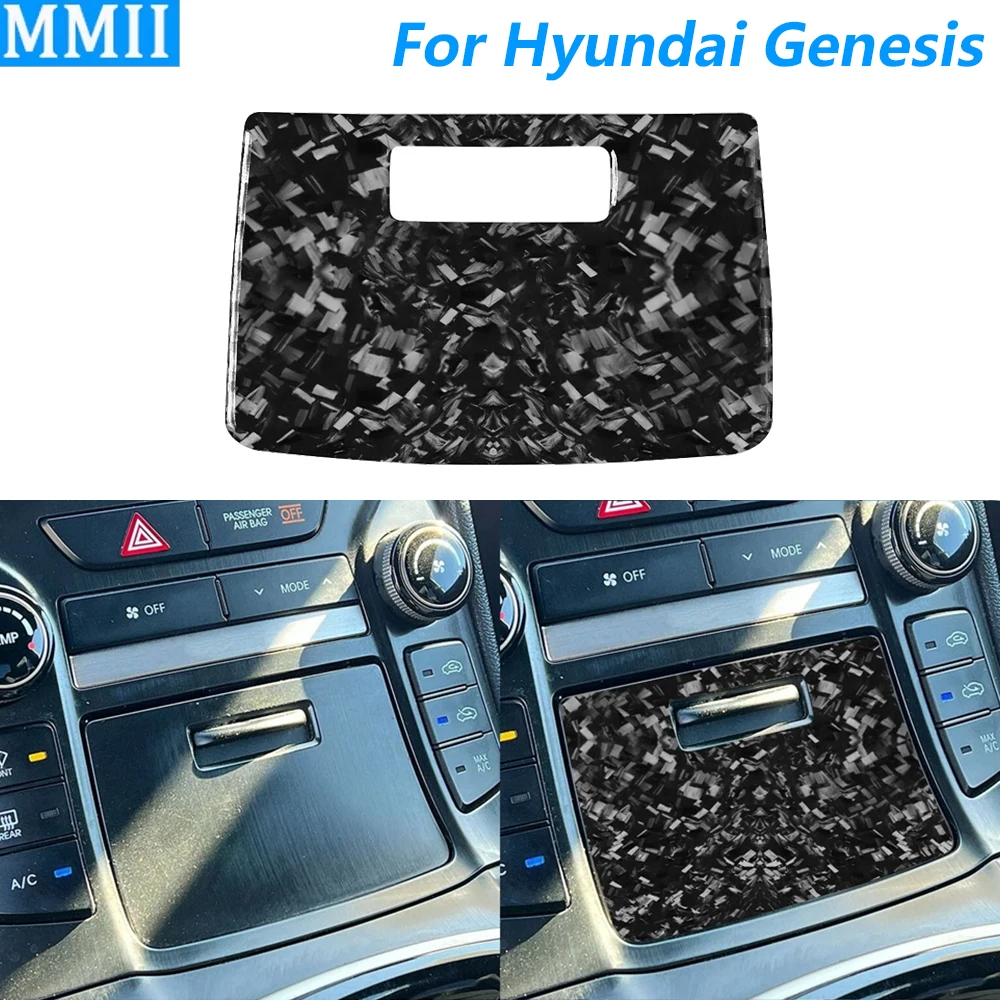 

For Hyundai Genesis Coupe 2013-2016 Forged Carbon Fiber Center Cigarette Lighter Storage Box Panel Cover Car Accessories Sticker