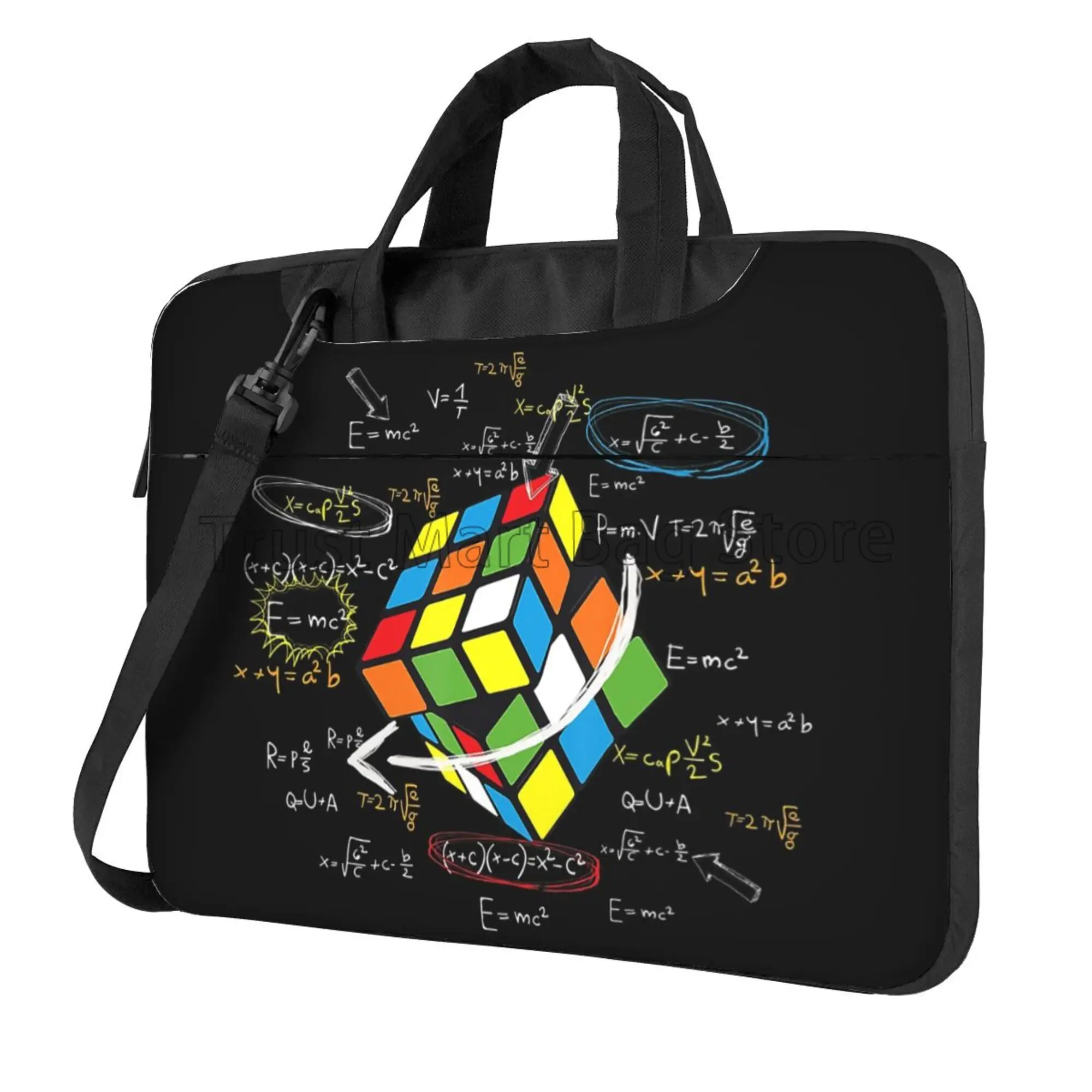 Math Rubiks Rubix Cube Caps Laptop Case Bag Carrying Case Notebook Computer PC Cover Pouch with Handle Fits 13/14/15.6 Inch