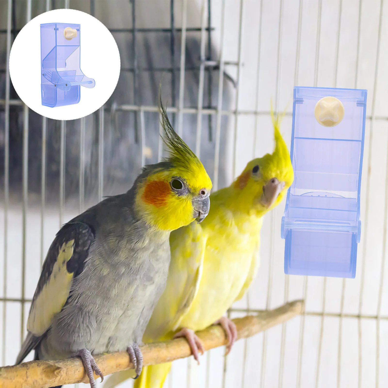 

Parrot Feeder Bowl Water Cup Container for Bird Cage Budgie Finch Pet Food Plastic