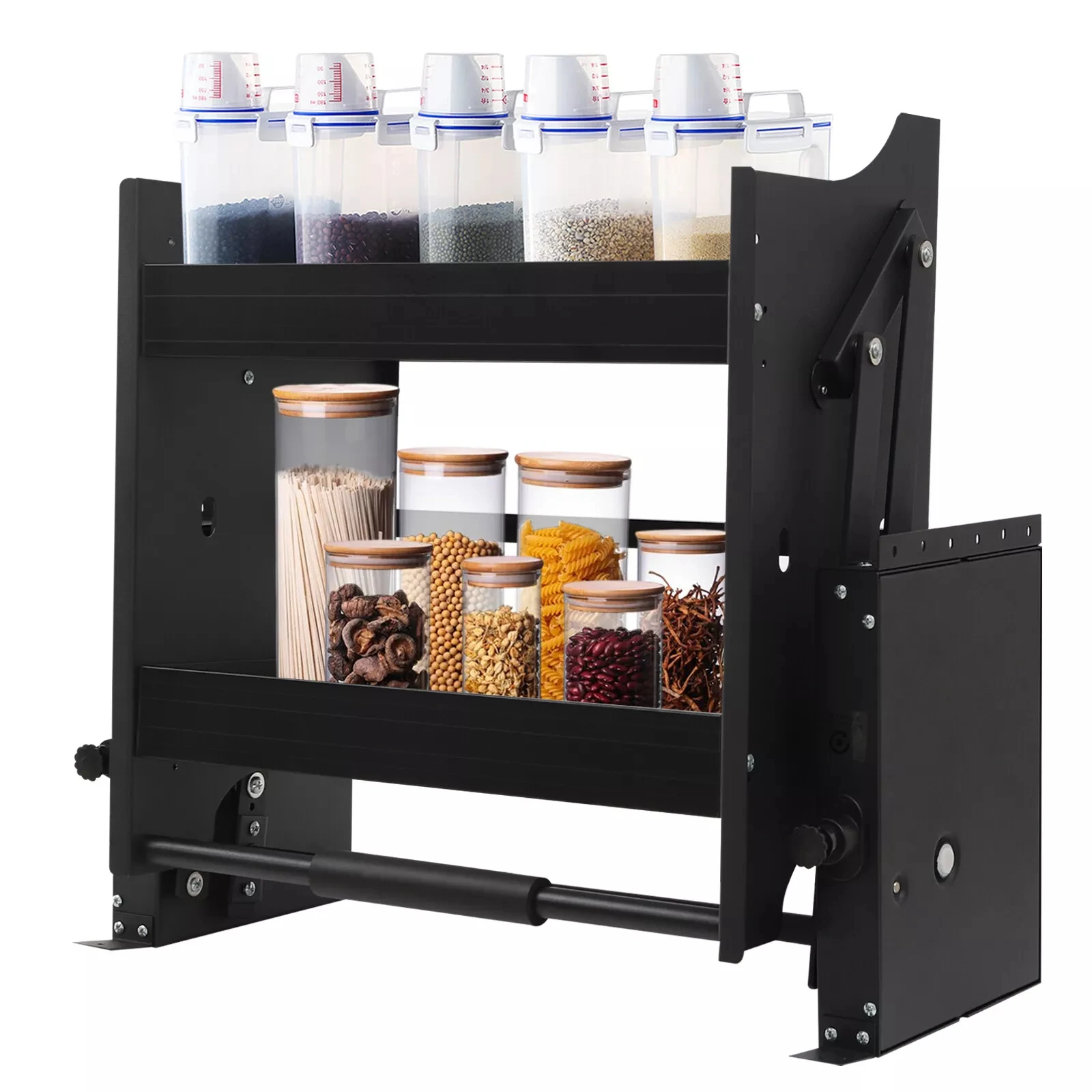 

2-Tier Pull-Down Cabinet Shelf - Kitchen Pull-Out Drop-Down Shelf
