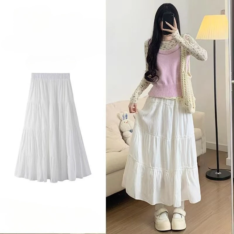 

Новая юбка-торт, полуюбка, женская весенне-летняя юбка с высокой талией, универсальная юбка-трапеция, длинная юбка