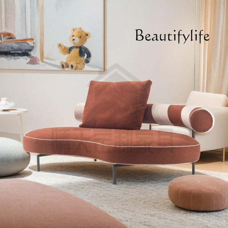 

X36 Italian Minimalist Stainless Steel Special-shaped Fabric Color Matching Small Apartment Curved Sofa