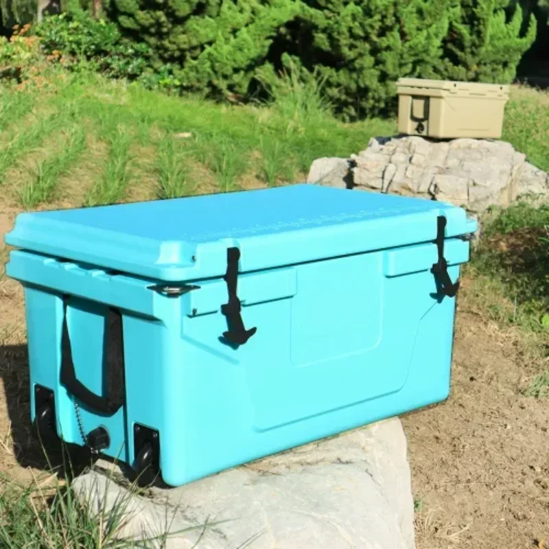 Diseño multifuncional portátil cofre de enfriamiento de hielo 65QTLLDPE Camping caja refrigeradora dura para pesca al aire libre