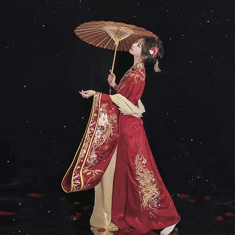 Vestido Hanfu de Hada de la dinastía WeiJin antigua para mujer, trajes de Cosplay rojos de baile tradicional de estilo chino, conjuntos de Bata