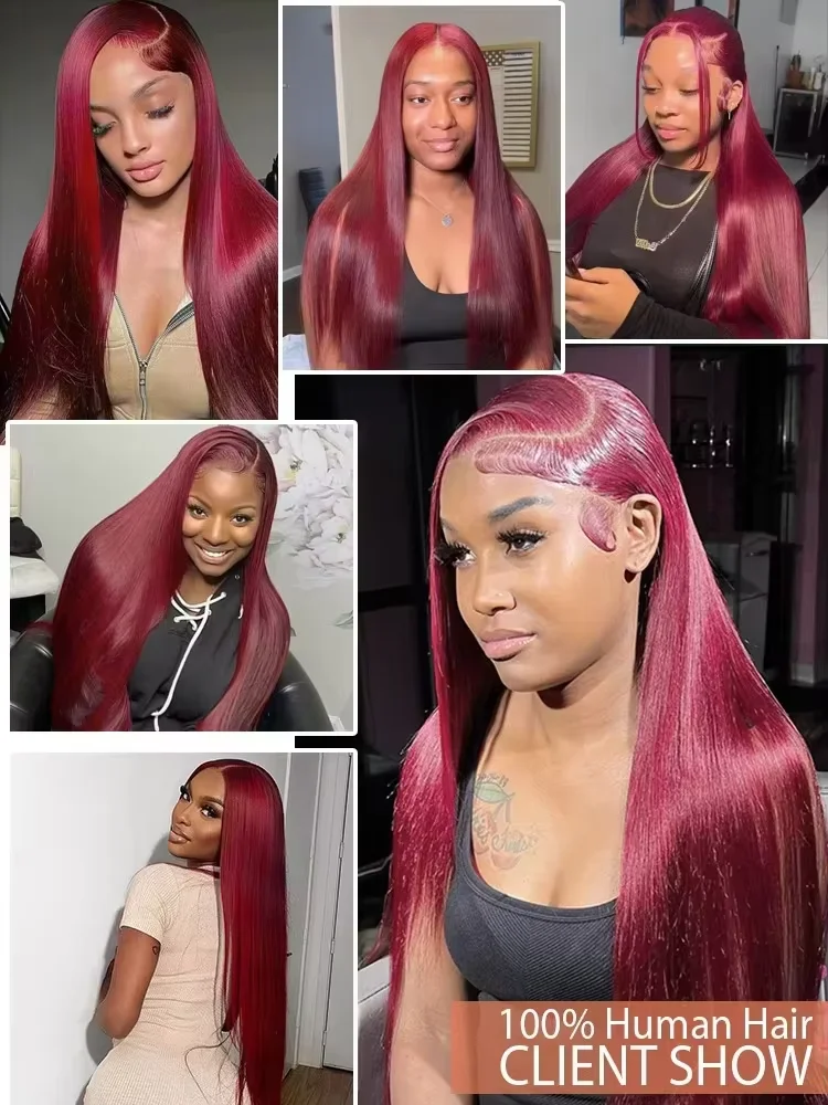 Parrucca frontale in pizzo 13x6 hd Parrucche per capelli umani 99J Parrucche diritte per capelli umani Borgogna 13x4 hd Parrucche per capelli umani Remy rossi in pizzo per le donne ﻿