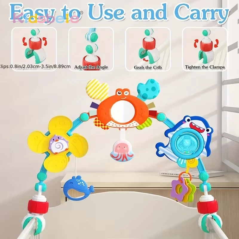 Arco Giocattolo Regolabile con Clip per Neonati, Giocattolo Colorato da Appendere per Culla e Sdraietta, Regalo per la Coordinazione Occhio-Mano