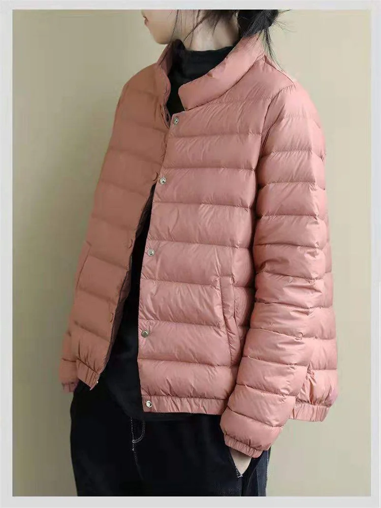 2024 Herbst Winter warme Baumwolle gepolsterte Parkas Frauen leichte dünne Daunen Baumwoll mantel weibliche Langarm Bigsize kurze Jacke Out wears