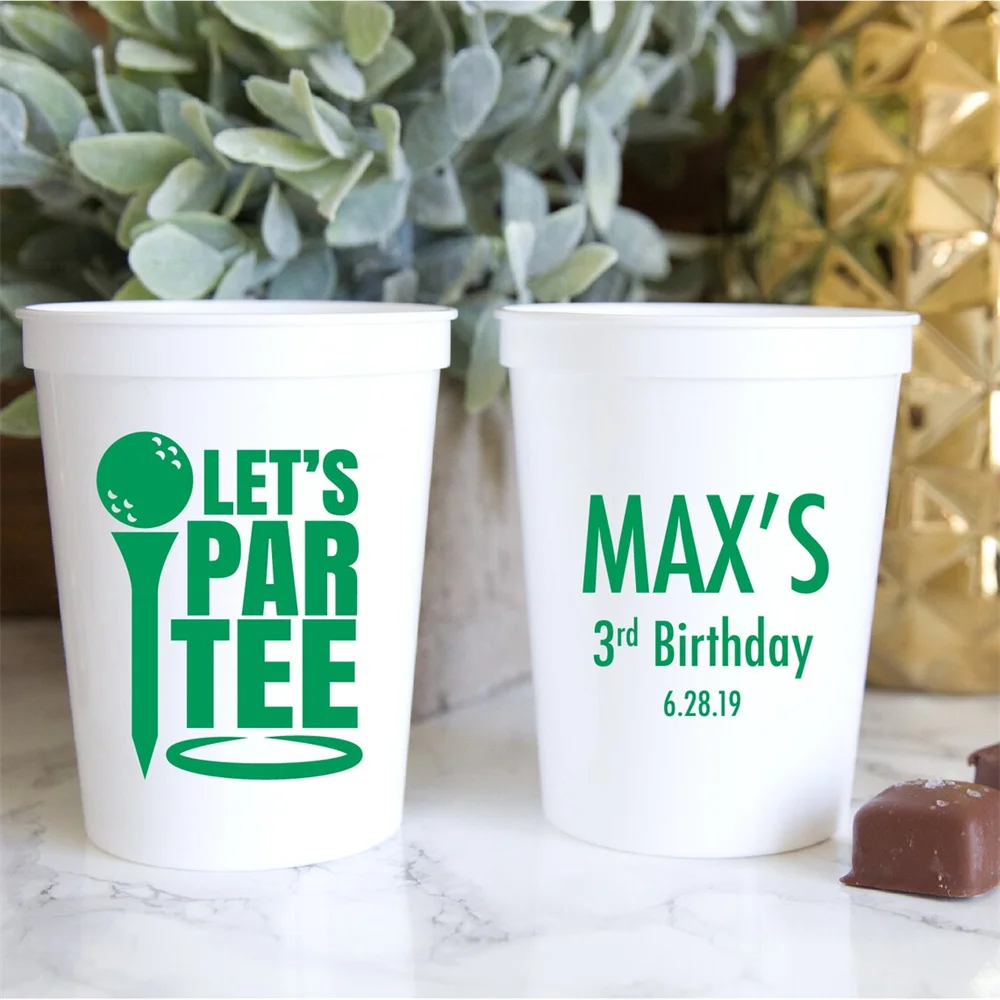 

Let's Par-Tee Birthday Party Stadium Plastic Cups - Birthday Stadium Cups - Golf Party - Party Favor - Golf Favor, 1st Birthday,