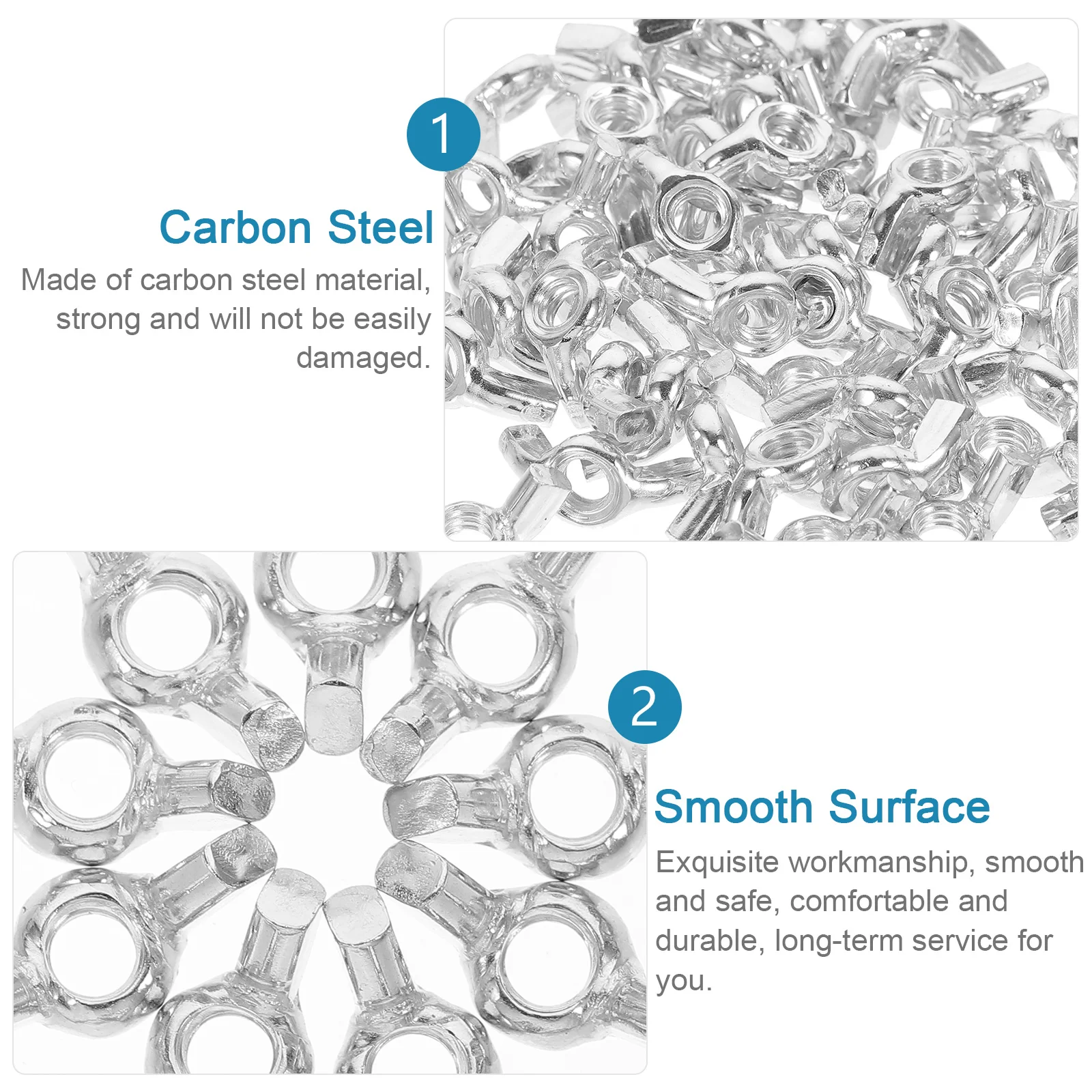 

20pcs 5/16 Inch 18 Teeth Wing Nut Carbon Steel Butterfly Fastener Hand Tighten Hardware Screws Repair Fixing Parts Home Use