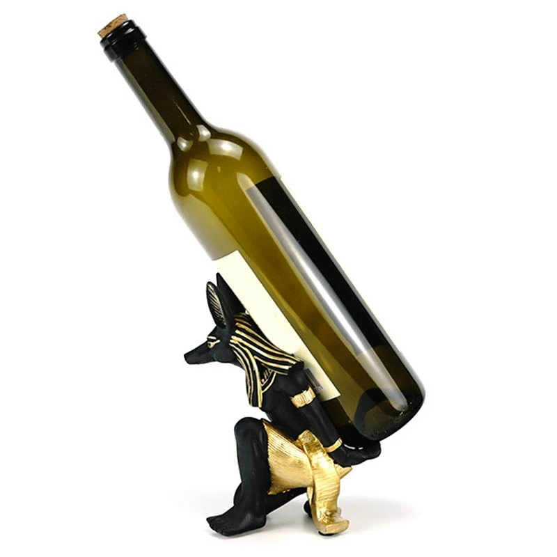 

New Resin Anubis God Wine Rack Figurines Modern Egypt Dog Miniatures Statues Animal Interior Home Desk Decor Sculpture