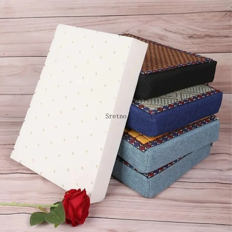 SRETNO Summer Student Classroom Stool Cushion, Natural Latex Core, Soft and Breathable, Thickened Stool Pad 34x4x5cm cojines