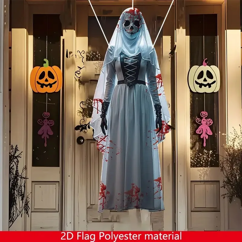 2D Halloween Horror Totenkopf Braut Hintergrund Tuch Halloween Horror Atmosphäre Spukhaus Innen- und Außendekoration Versorgung