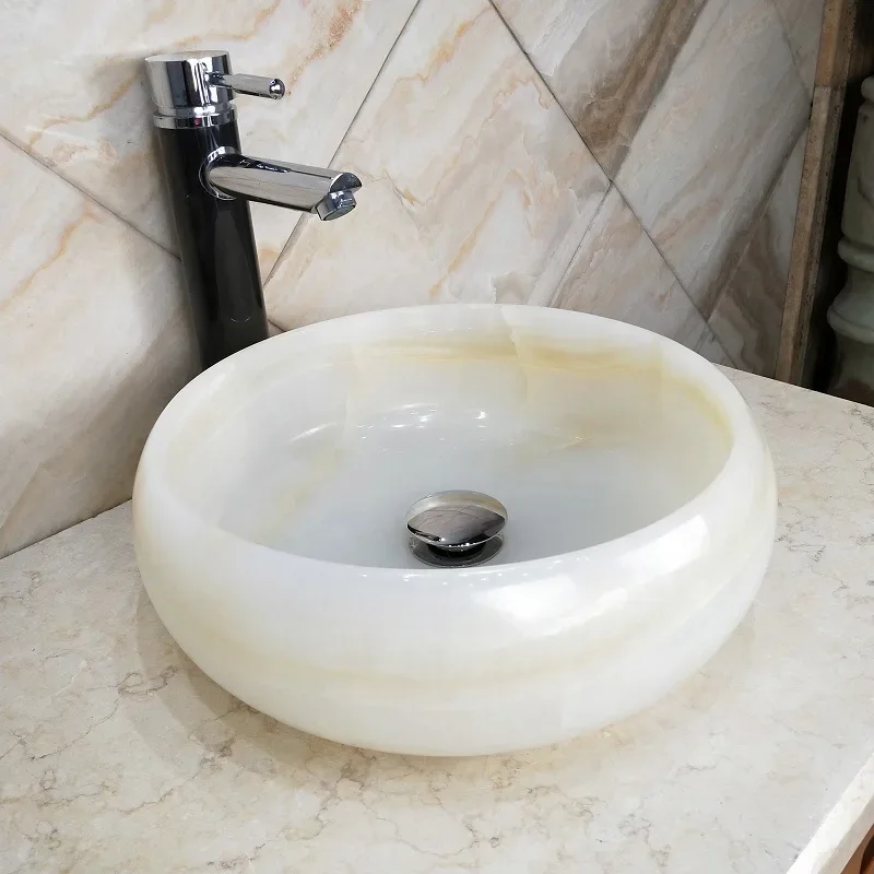 on-stage wash basin, integrated white jade, thickened chess pieces, art bathroom bathroom jade basin