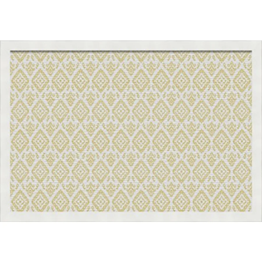 

Доска для заметок из пробки, 24x16 дюймов. Декоративная доска для заметок в рамке с винтажным золотым дизайном в стиле икат и белой атласной рамкой. Идея