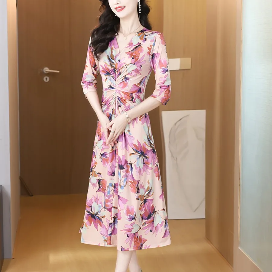 

【New style】xwf8829 slim slimming and slimming dress for women 2026 summer all-matching French commuting simple long dress