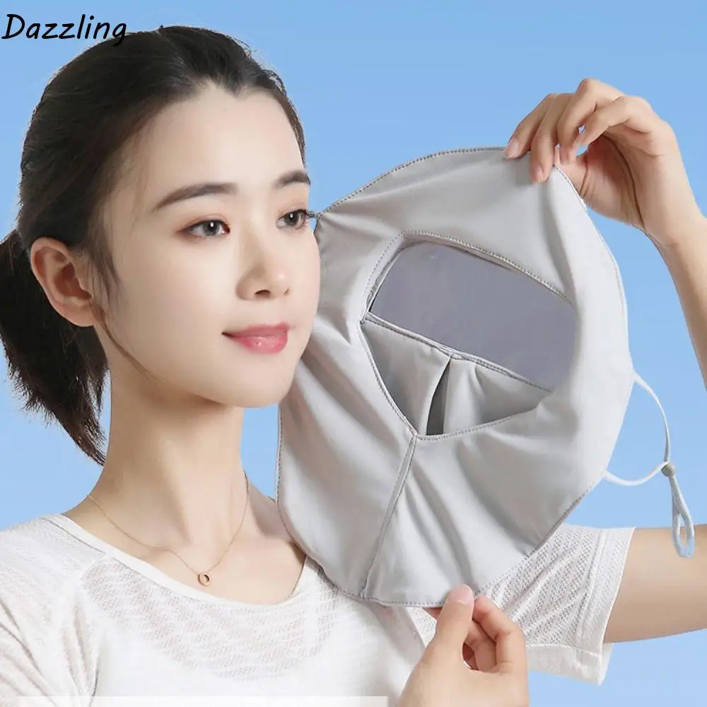 

Breathable Sunscreen Face Scarf Ice Silk Mask Summer Solid Color Face Cover UV Protection Sunscreen Veil Face Gini Mask Golf