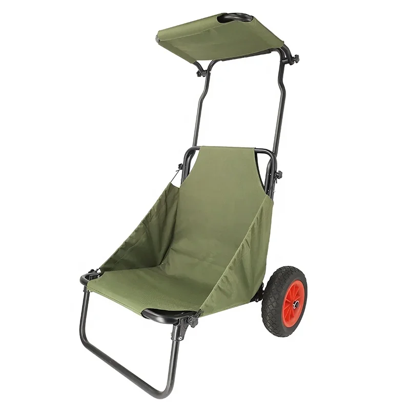 Carro de silla de pesca, carrito de playa plegable de aluminio para acampar y pescar