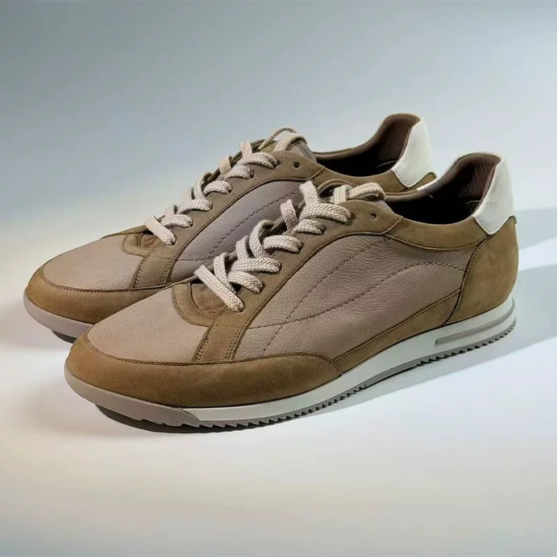 

Spring Autumn Men's Sports Shoes Outdoor Lace Up Casual Breathable and Comfortable Genuine Leather Designer Training Shoes Male