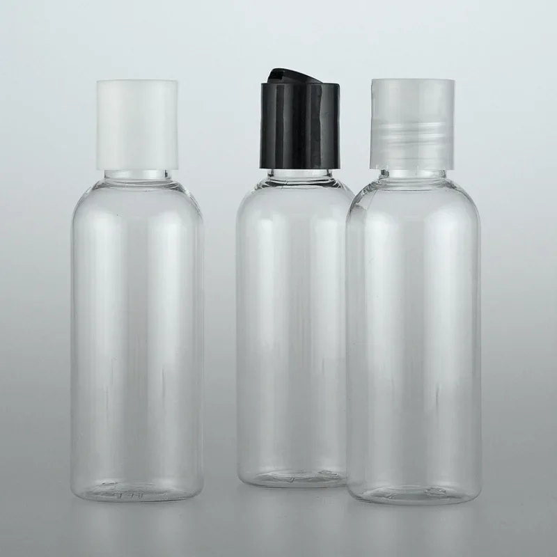 10pcs 30ml/50ml/60ml/100ml Plastic PET Clear Cosmetic Bottles Disc Top Flip Cap Refill Container For Shampoo Lotion Liquid Cream