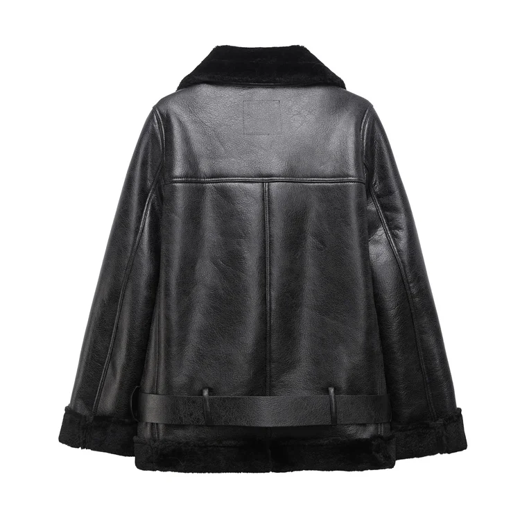 2025 The new women's jacket with extra thick warm and extra thick lamb feather rider jacket with artificial fur