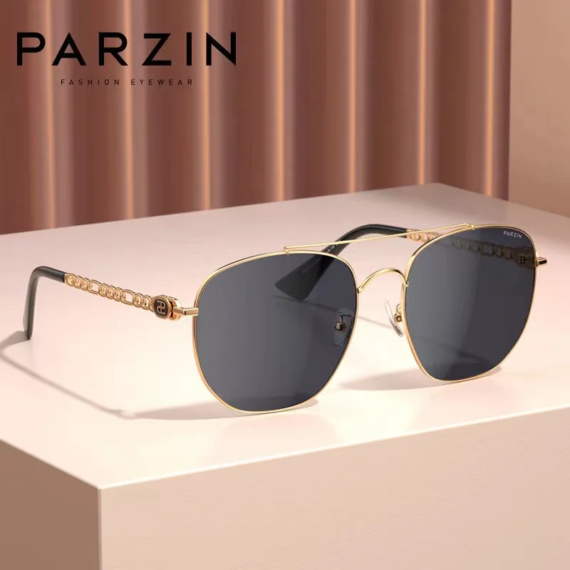 PARZIN Oversized Sunglasses Women Luxury Chain Design Alloy Ladies Sun Glasses Outdoor Shades Gafas De Sol Mujer