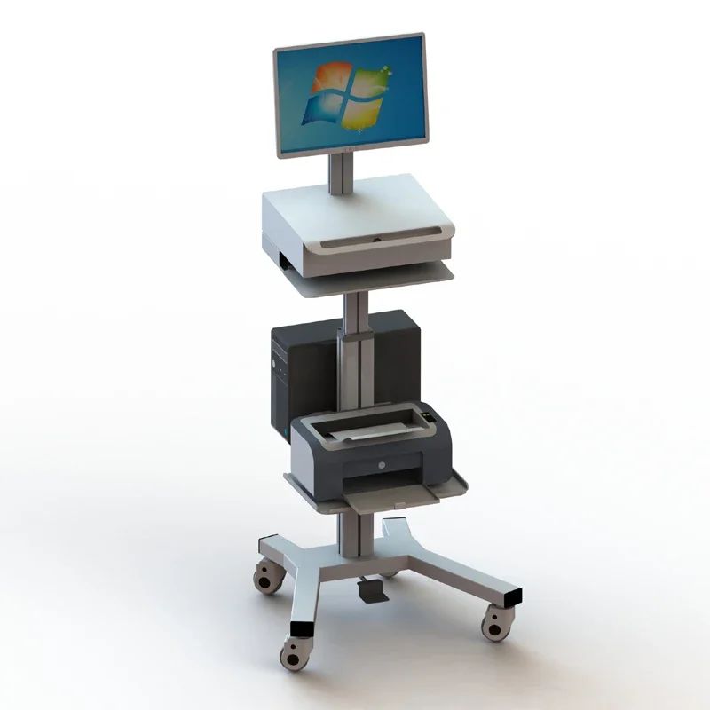 Pneumatic height adjustment hospital medical mobile computer workstation tablet cart with  mount