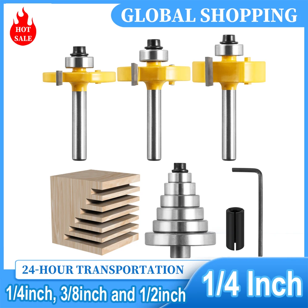 1/4 Inch Shank T-Sloting Router Bit Bit With Bearing Wood Slot Milling Cutter T Type Rabbeting Woodwork Tool For Wood MDF