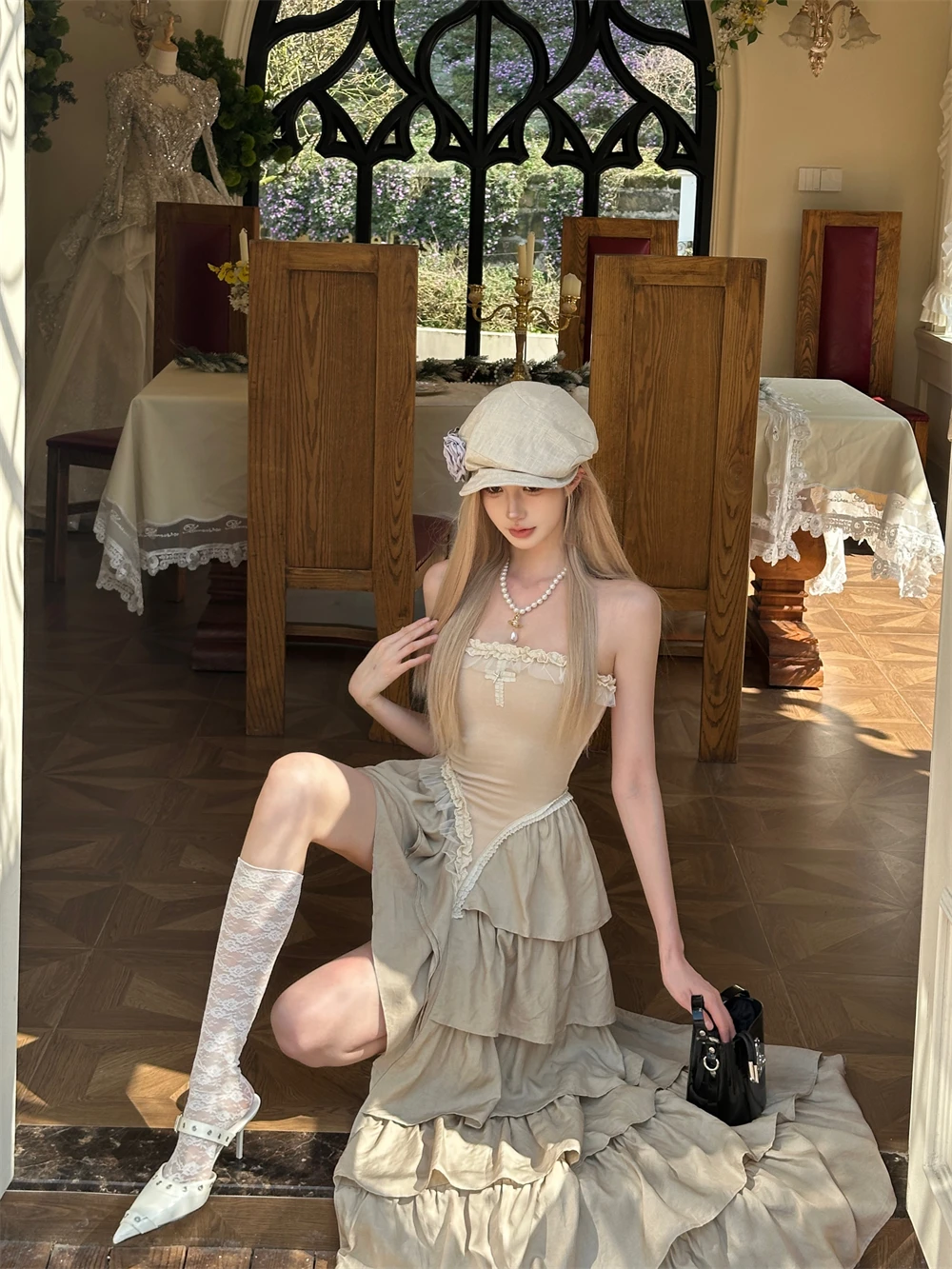 Sukienka CHEERART z falbankami, dopasowana, bez ramiączek, asymetryczna, damska, letnia sukienka gorsetowa od projektanta, odzież high fashion 2025