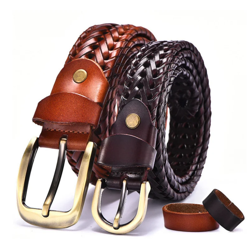 women Braided Belt For Men's Woven Belt Luxury Genuine Leather Cow Straps Hand Knitted Designer Men For Jeans Girdle Male belts