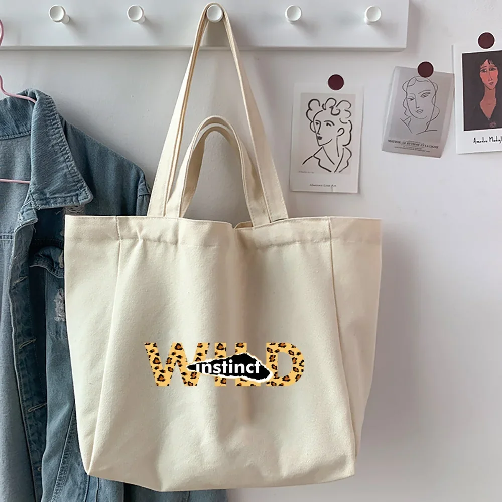 All-match Print Reusable Shopping Bag Women Canvas Tote Bags Printing Eco Bag Cartoon Shopper Large Capacity Shoulder Bags