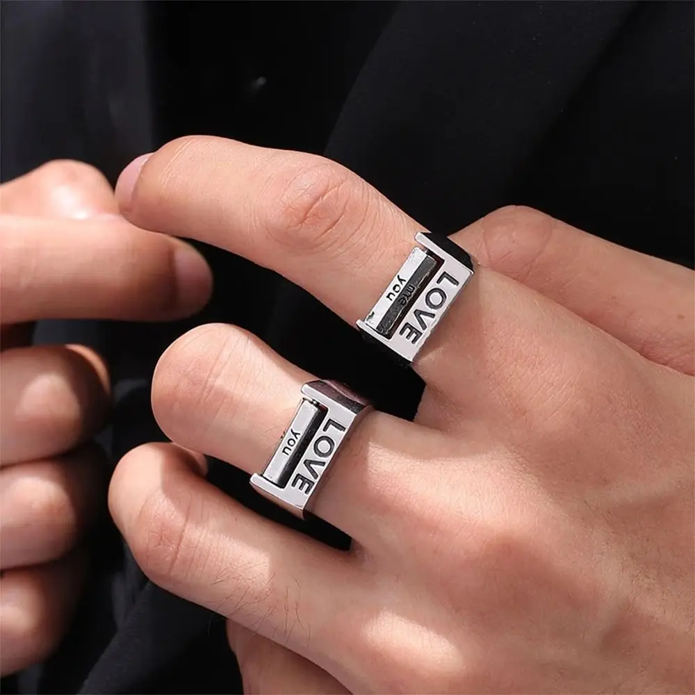 Funny Rotatable Love Ring Fidget Silver Mood Ring Adjustable Rotatable Mood Control Ring for Men Women