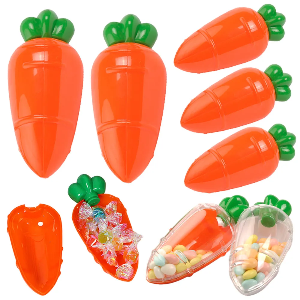 1/3/6pcs Easter Carrot Plastic Candy Box Easter Carrots Gift Box Decorations Kids Birthday Gifts Easter Party Decor Supplies