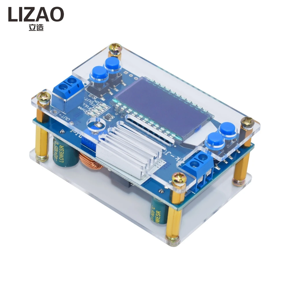 LIZAO CC CV DC 6.5-36V to 1.2-32V 5A 75W Step Down Buck Converter Power Module with Case Heatsink