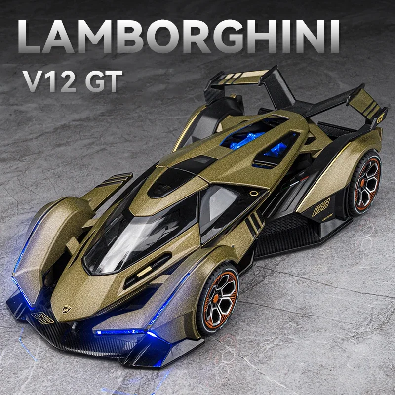 

1:22 Lambos Vision Gran Turismo V12 GT Модель автомобиля из сплава Игрушечный автомобиль Литье под давлением металла Звук и свет Автомобиль Игрушки для детей Автомобиль