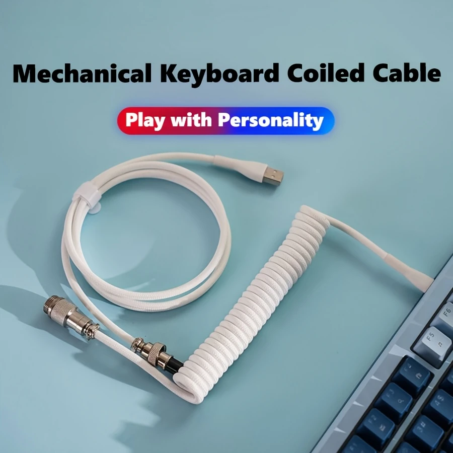 Mechanische Tastatur mit spiralförmig gewickeltem USB-C-Geflechtkabel, – langlebige Switch-Tastaturen für Spiele und Anpassungen